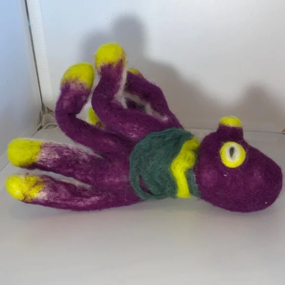 OOAK Hand-Felted purple octopus teacher art Waldorf fantasy ocean storytelling